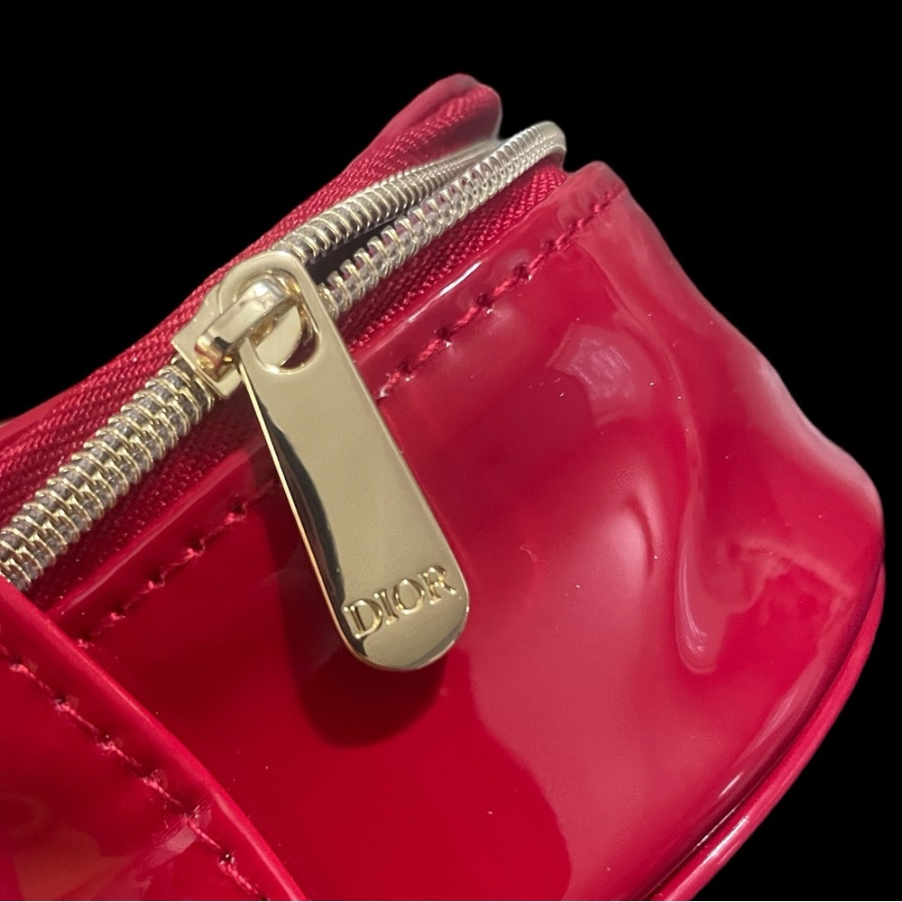 New w/ Box Dior Red Patent GWP Clutch w/ Unbranded Crossbody Gold Chain - Picture 8 of 11
